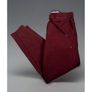 Mack Weldon Ace Sweatpants Men's M Burgandy Tapered Joggers Cotton Blend Logo